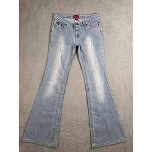 Tilt Y2K Jeans Women 3 Long Light Wash Flare Bell Bottom Low Rise Stretch Denim